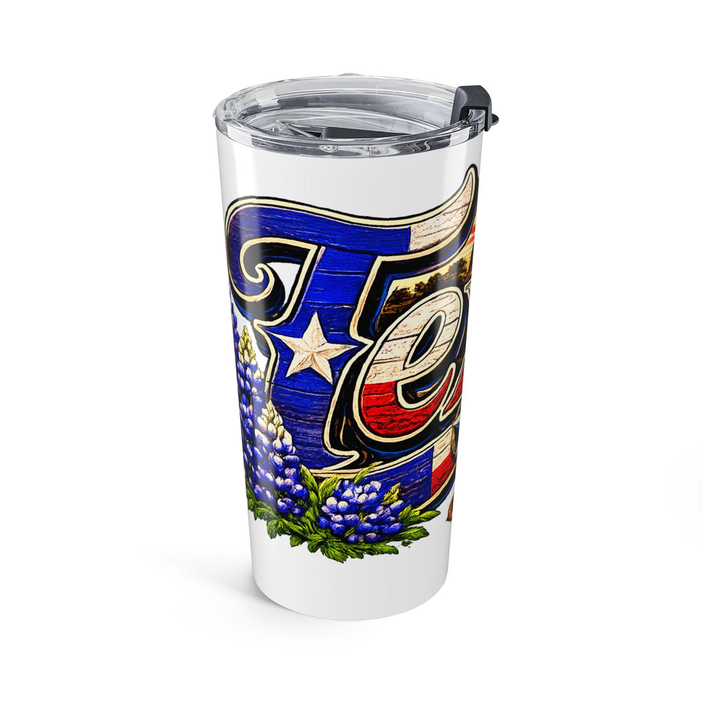 Texas Western Scene Tumbler 20oz | Cowboy, Bluebonnets, Cactus