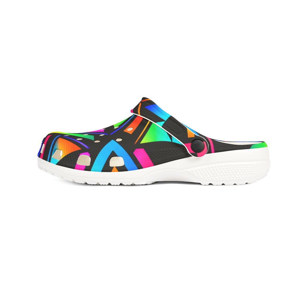 Neon Geometric Clogs — Colorful EVA Foam Slip-On Shoes