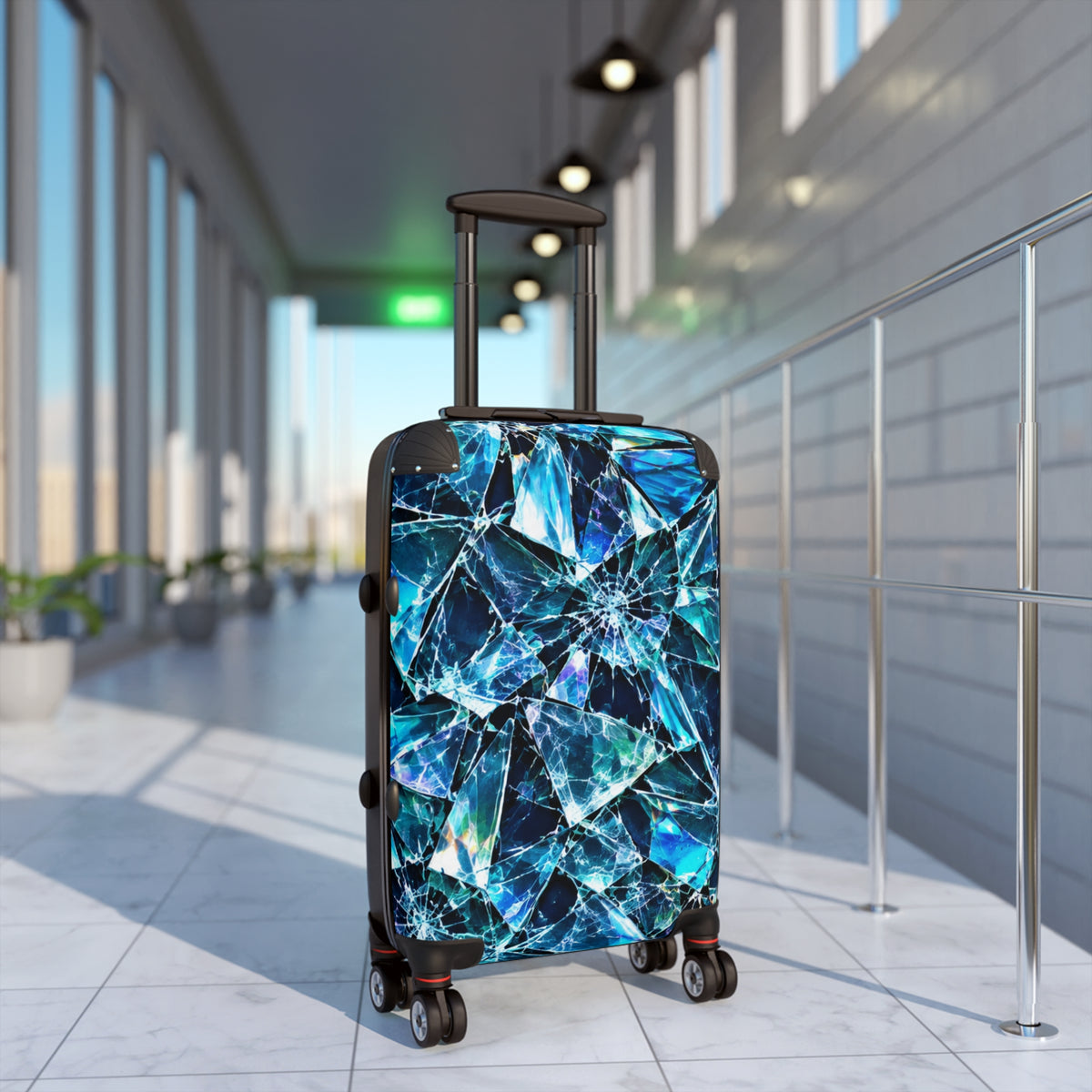 Blue Crystal Shards Carry-On Suitcase — Mosaic Gemstone Luggage