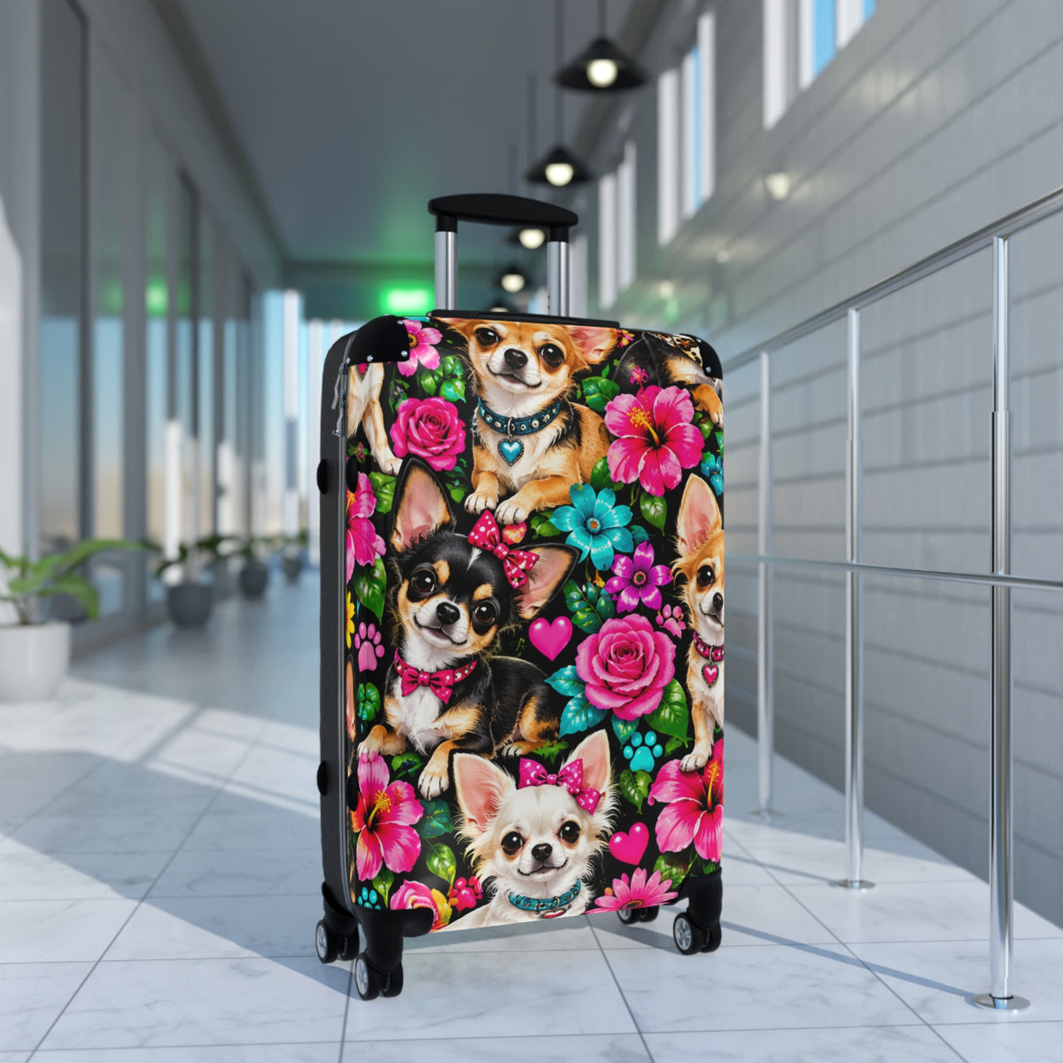 Chihuahua Floral Suitcase – Cute Dog Print Carry-On Luggage
