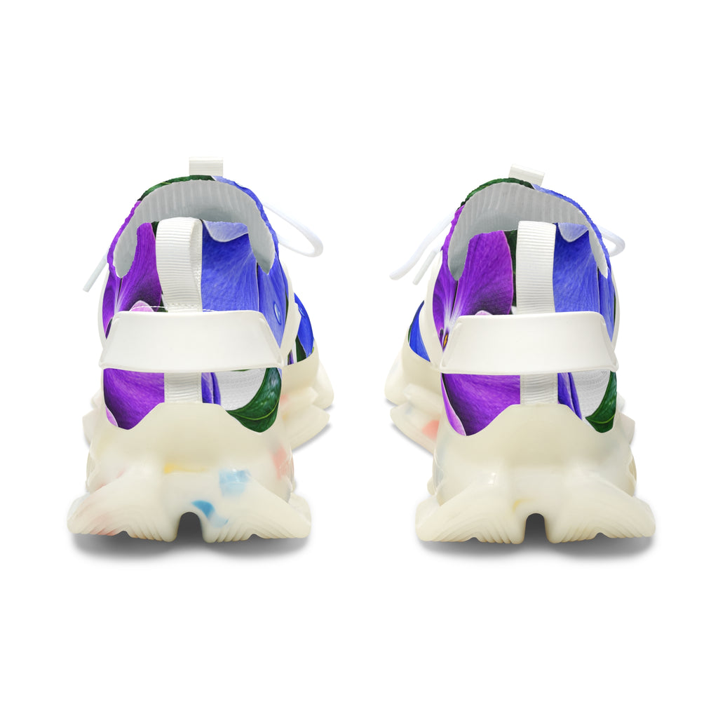 Floral Mesh Sneakers — Women’s Blue Pansy Athletic Shoes