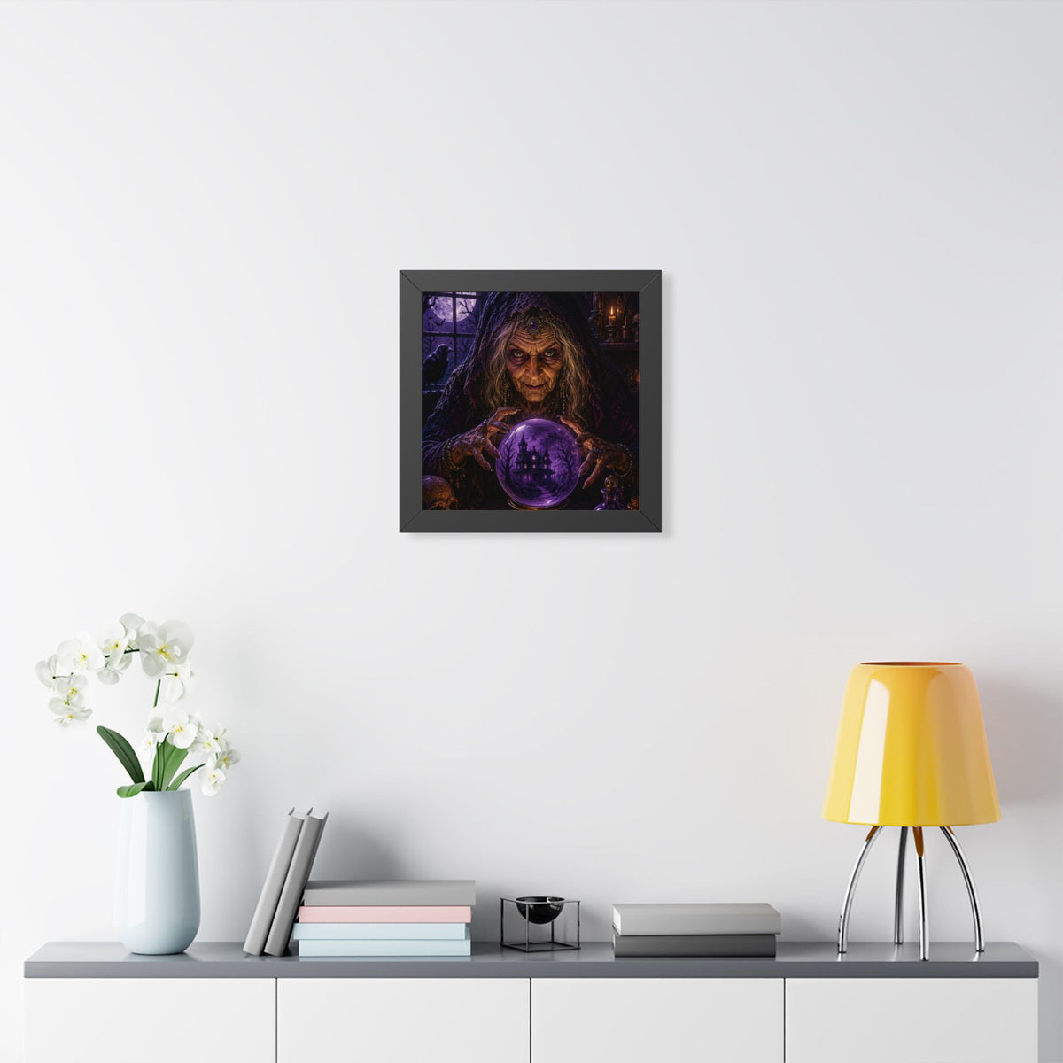 Witch with Crystal Ball Framed Poster | Halloween Wall Art