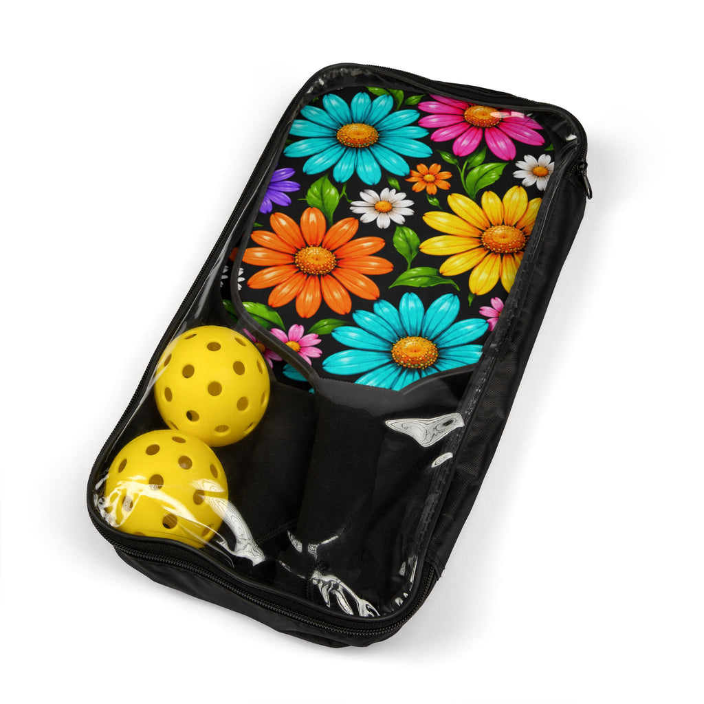 Floral Pickleball Paddle Set - Colorful Daisy Pickleball Kit (2 Paddles + Balls)