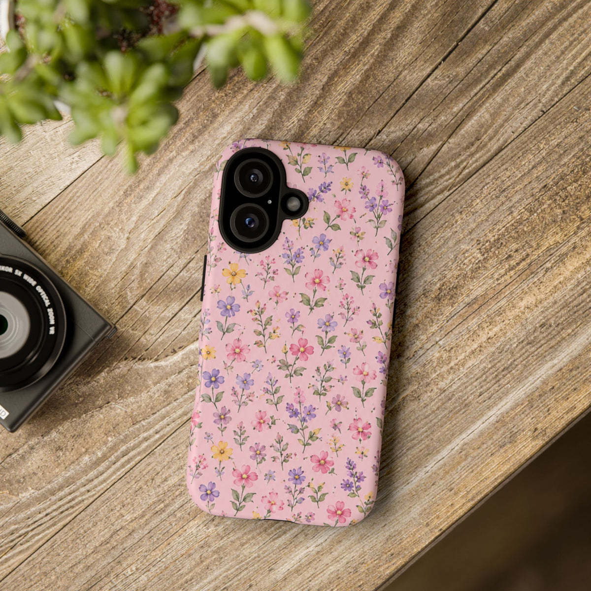Floral Pink Tough Phone Case — Pastel Wildflower Protective Case