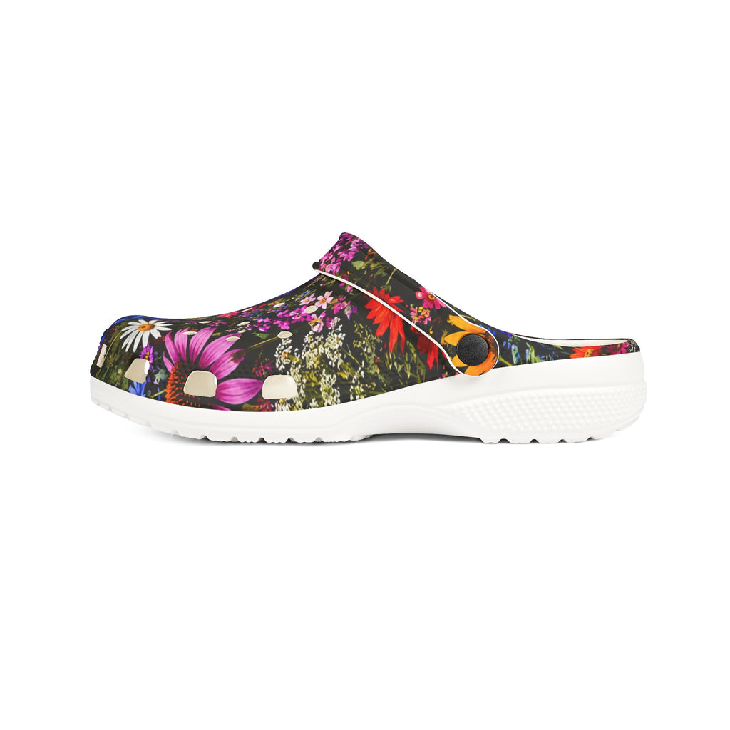 Floral Garden EVA Clogs — Colorful Wildflower Print Foam Shoes
