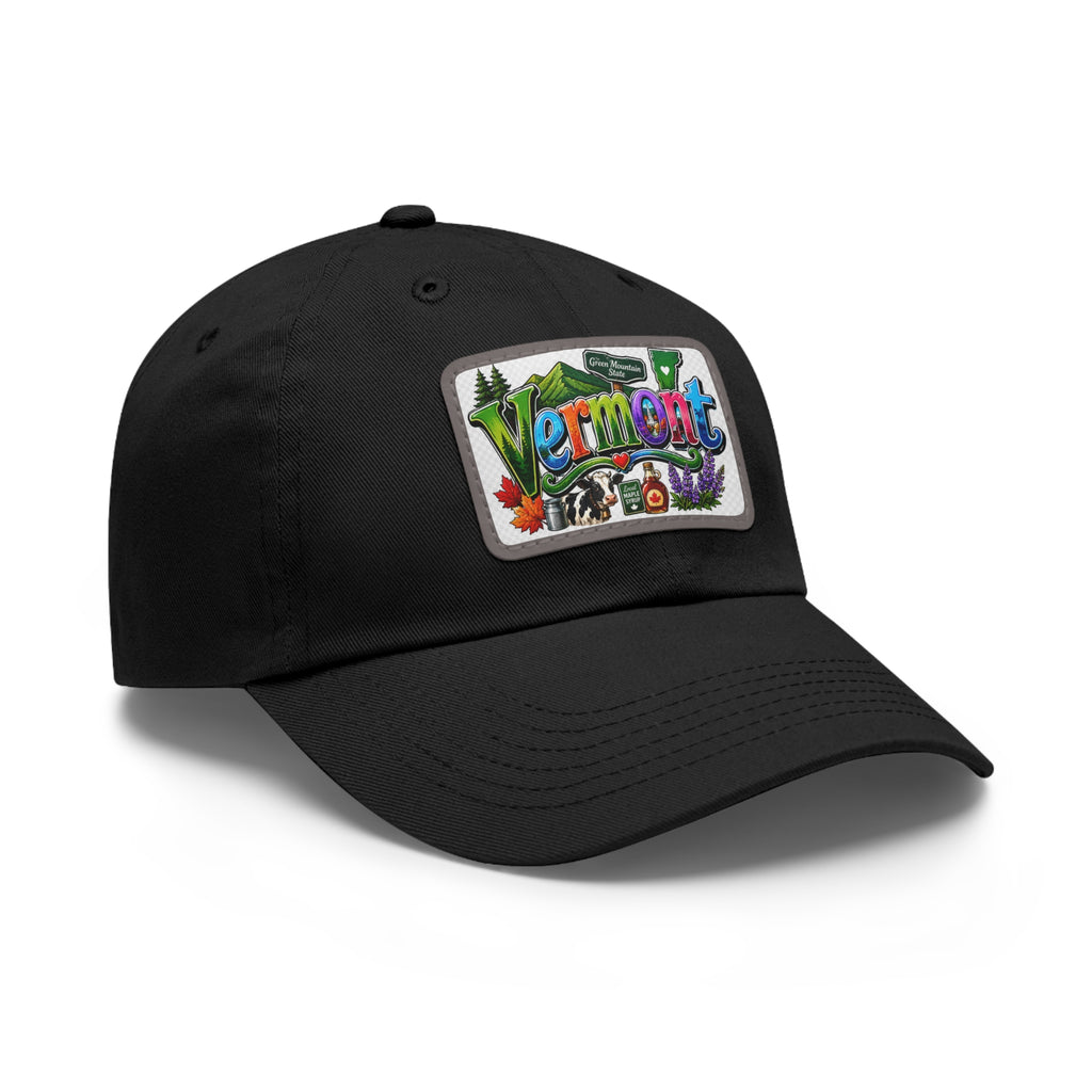 Vermont Patch Dad Hat | Leather Rectangle Patch, State Travel Cap