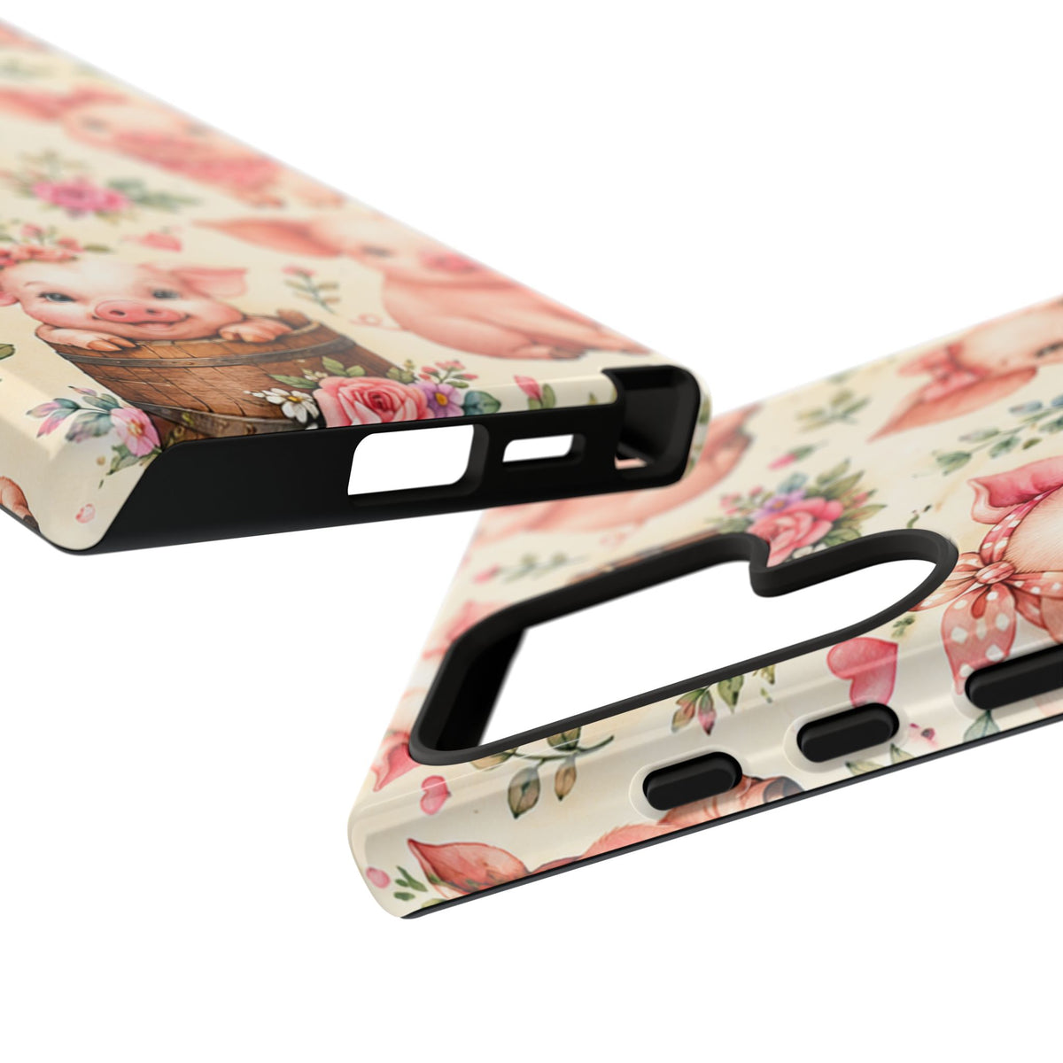 Cute Pink Piglet Phone Case — Vintage Floral Farm Animal iPhone Cover