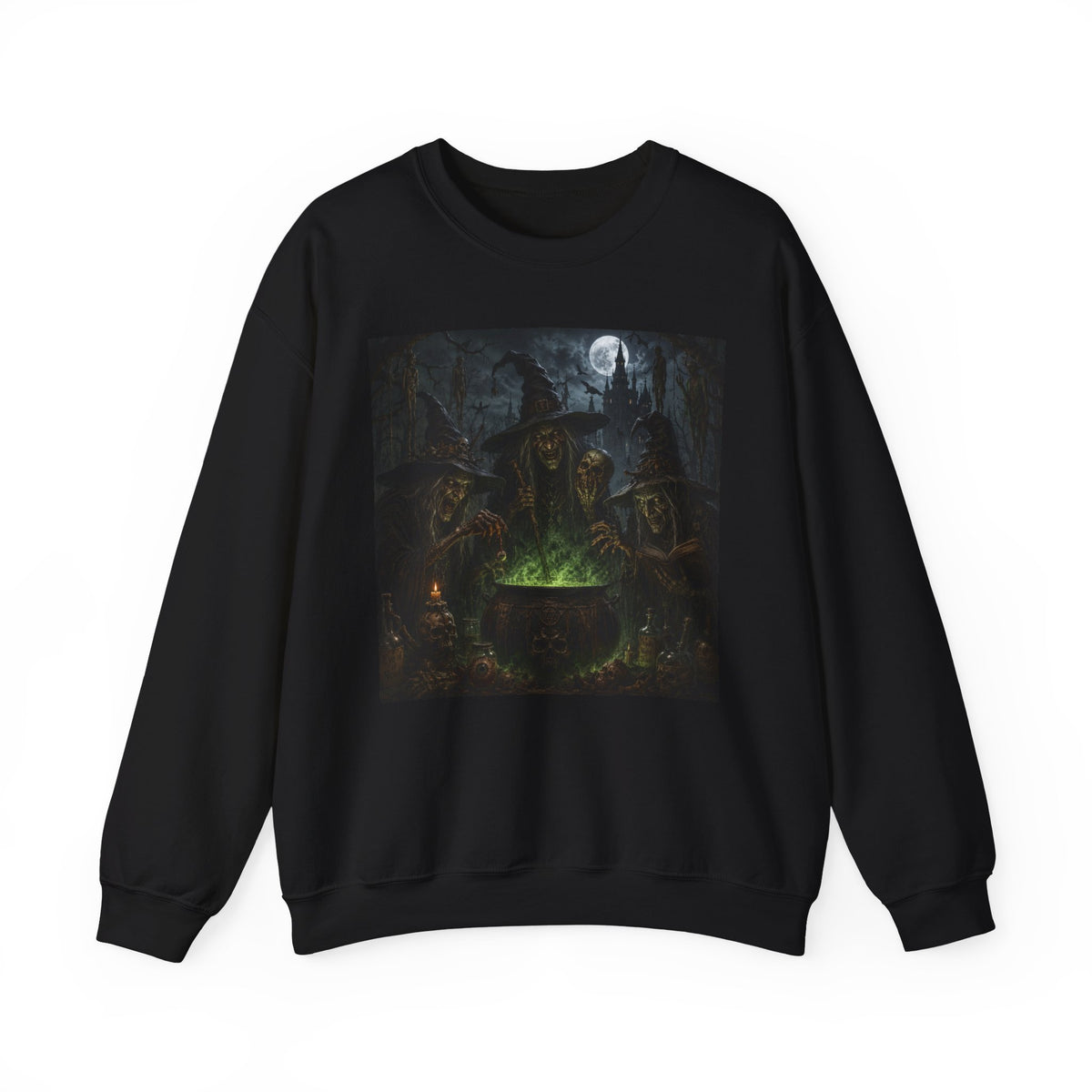 Witches Cauldron Crewneck Sweatshirt — Spooky Halloween Witch Craft Pullover