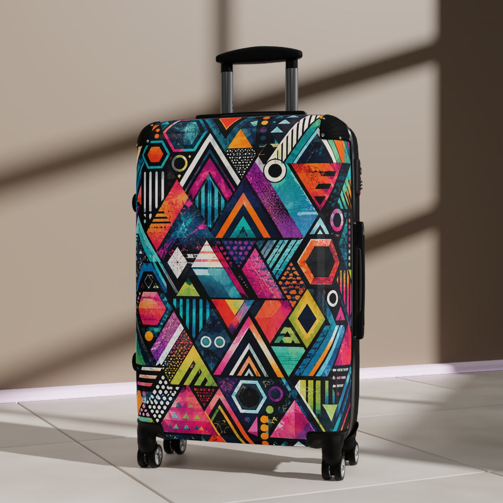 Geometric Neon Carry-On Suitcase