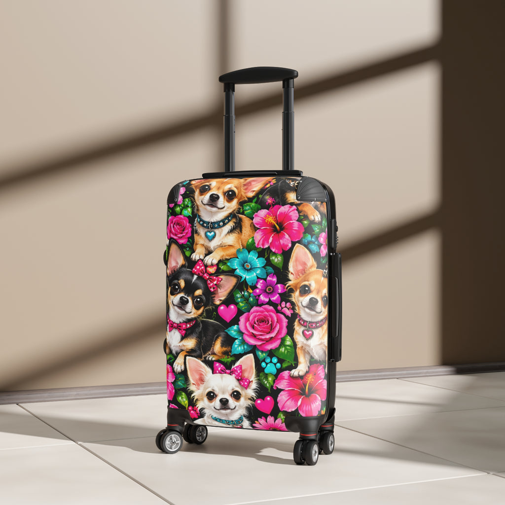 Chihuahua Floral Suitcase – Cute Dog Print Carry-On Luggage