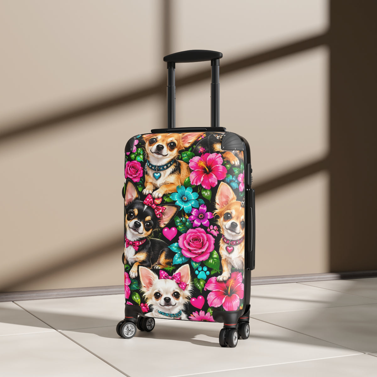Chihuahua Floral Suitcase – Cute Dog Print Carry-On Luggage