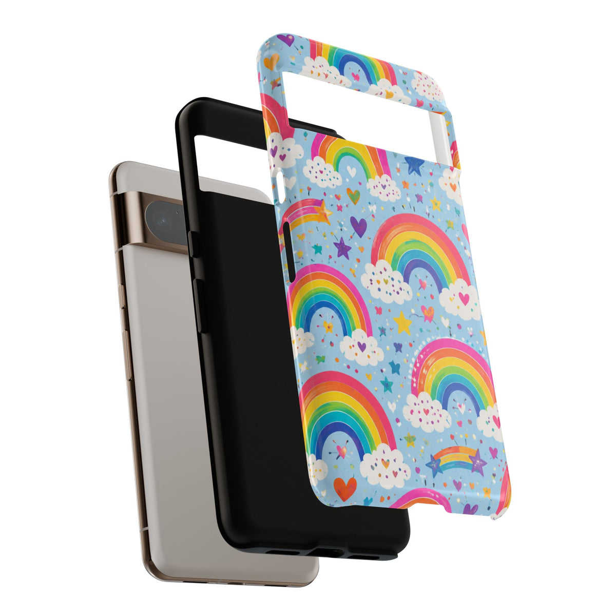 Rainbow Clouds Phone Case — Cute Pastel Rainbow Pattern Tough Case