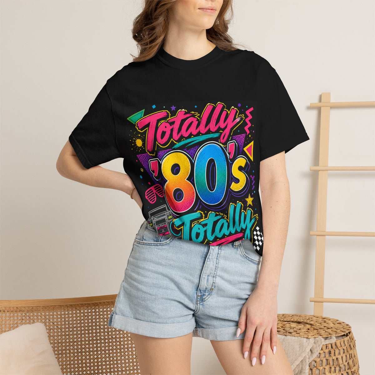 Totally 80s Retro Graphic T-shirt | 80s Neon Cassette Boombox