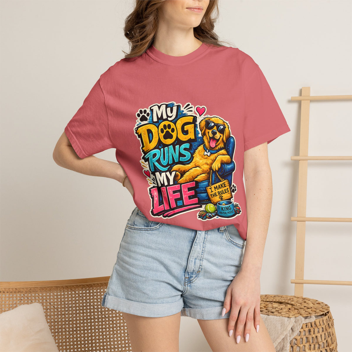My Dog Runs My Life T-shirt | Funny Dog Lover Tee