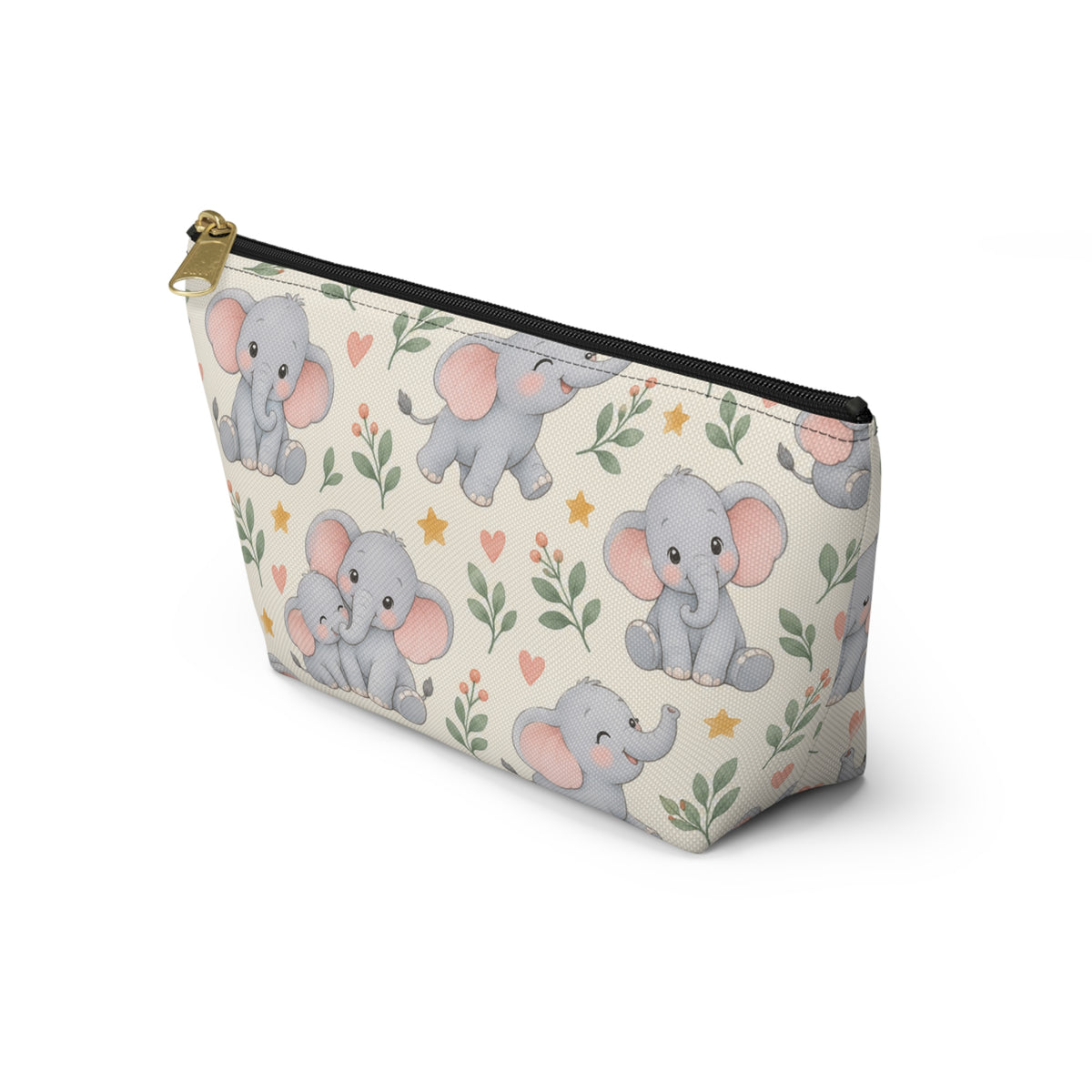Cute Baby Elephant Accessory Pouch — T‑Bottom Makeup & Diaper Bag Organizer