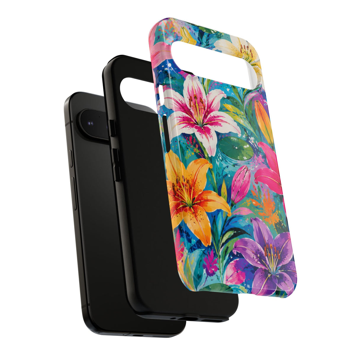 Floral Lily Tough Phone Case — Colorful Tropical Flower Protective Cover