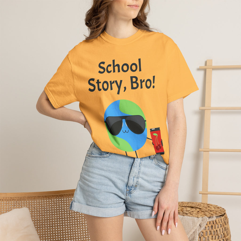 School Story, Bro! T-Shirt — Funny Earth Cartoon Tee for Students & Teachers