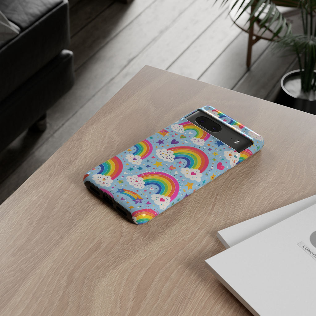 Rainbow Clouds Phone Case — Cute Pastel Rainbow Pattern Tough Case
