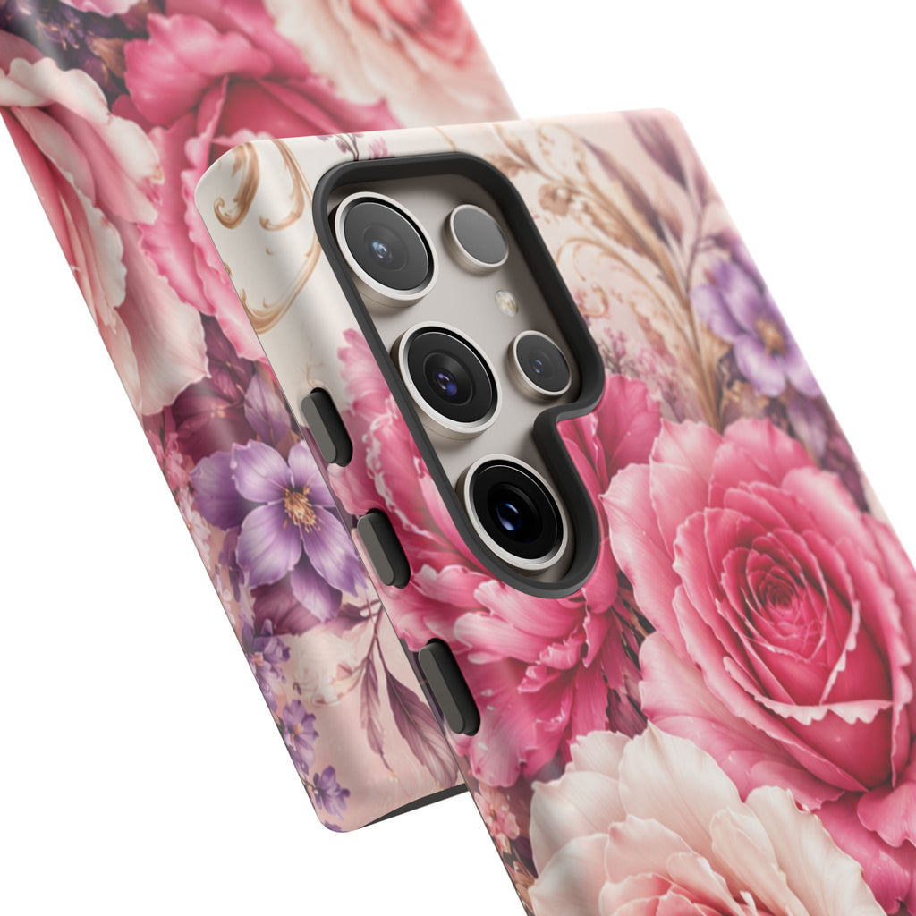 Pink Vintage Roses phone case | floral iPhone cover