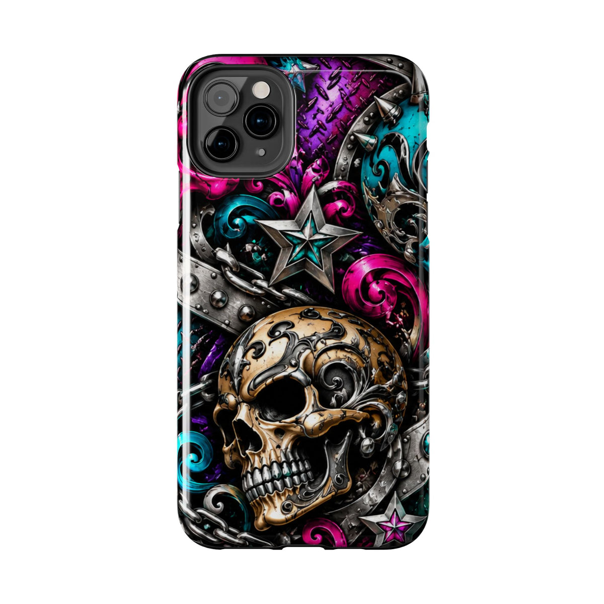 Skull & Stars Tough Phone Case | Colorful Gothic Skull Phone Case