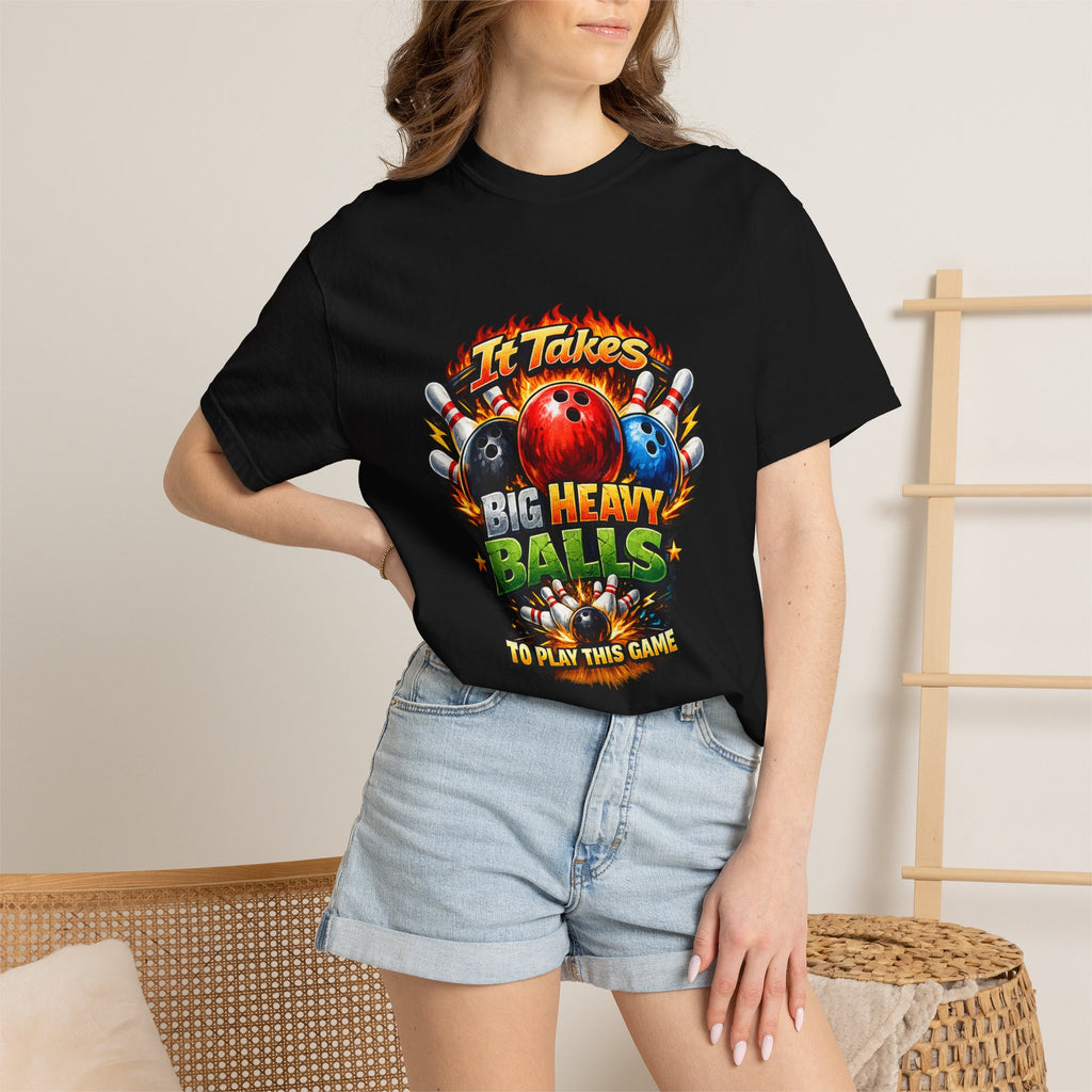 It Takes Big Heavy Balls To Play This Game T-shirt | Bowling Graphic Tee
