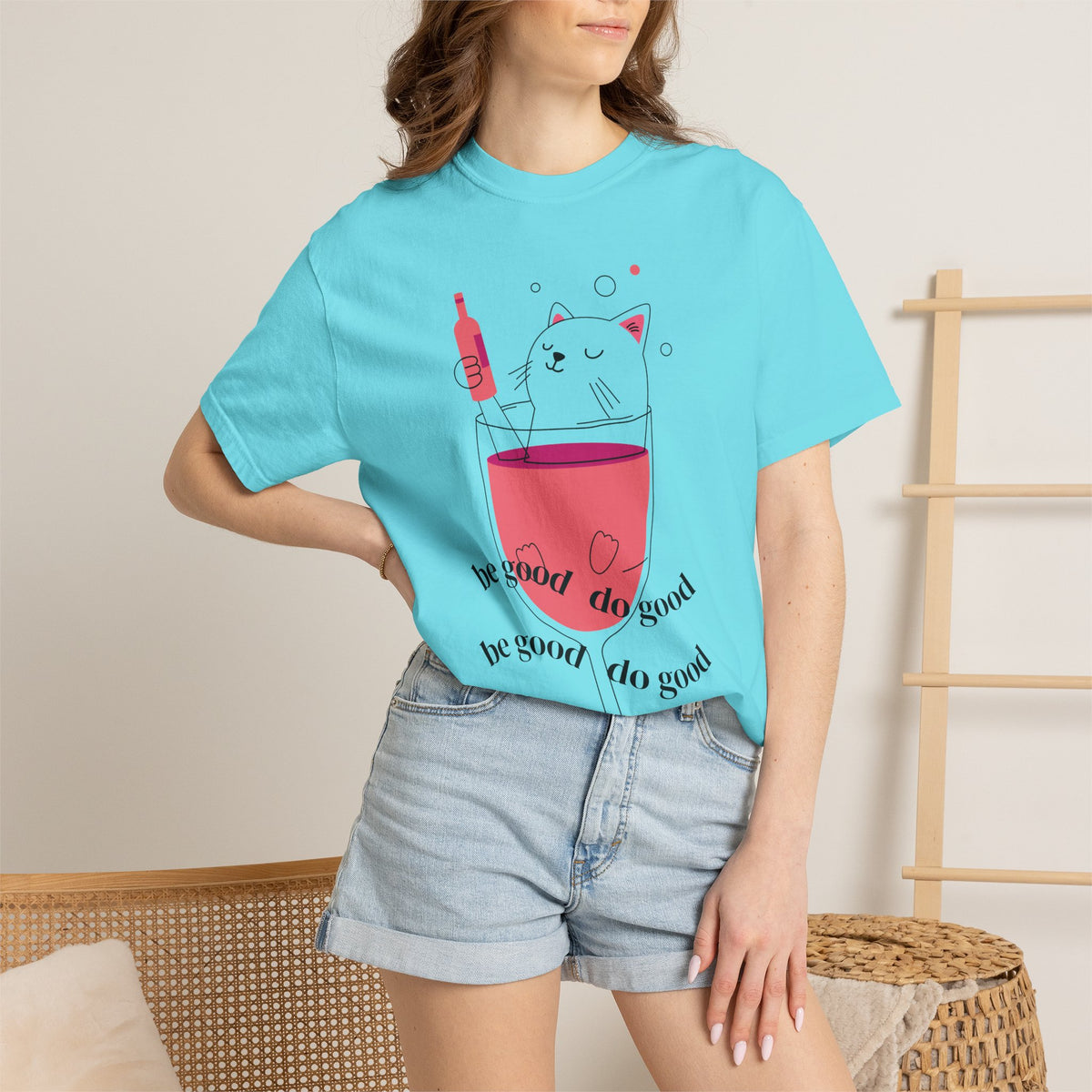 Cat in Wine Glass T-shirt | be good do good design