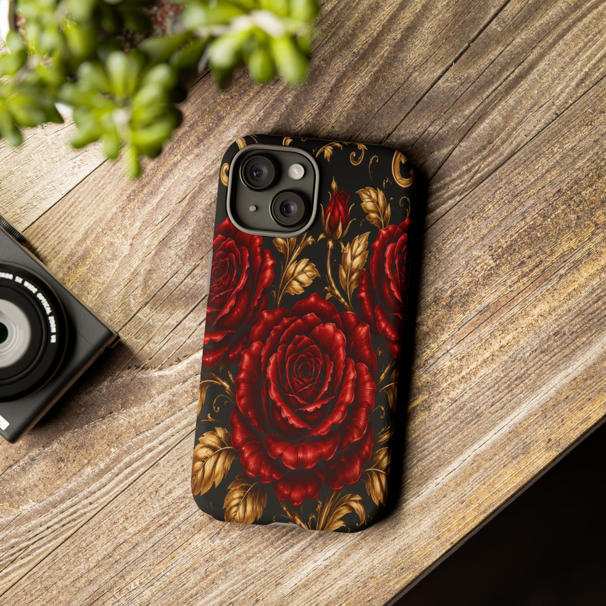 Tough Cases — Vintage Red Rose Floral Phone Case