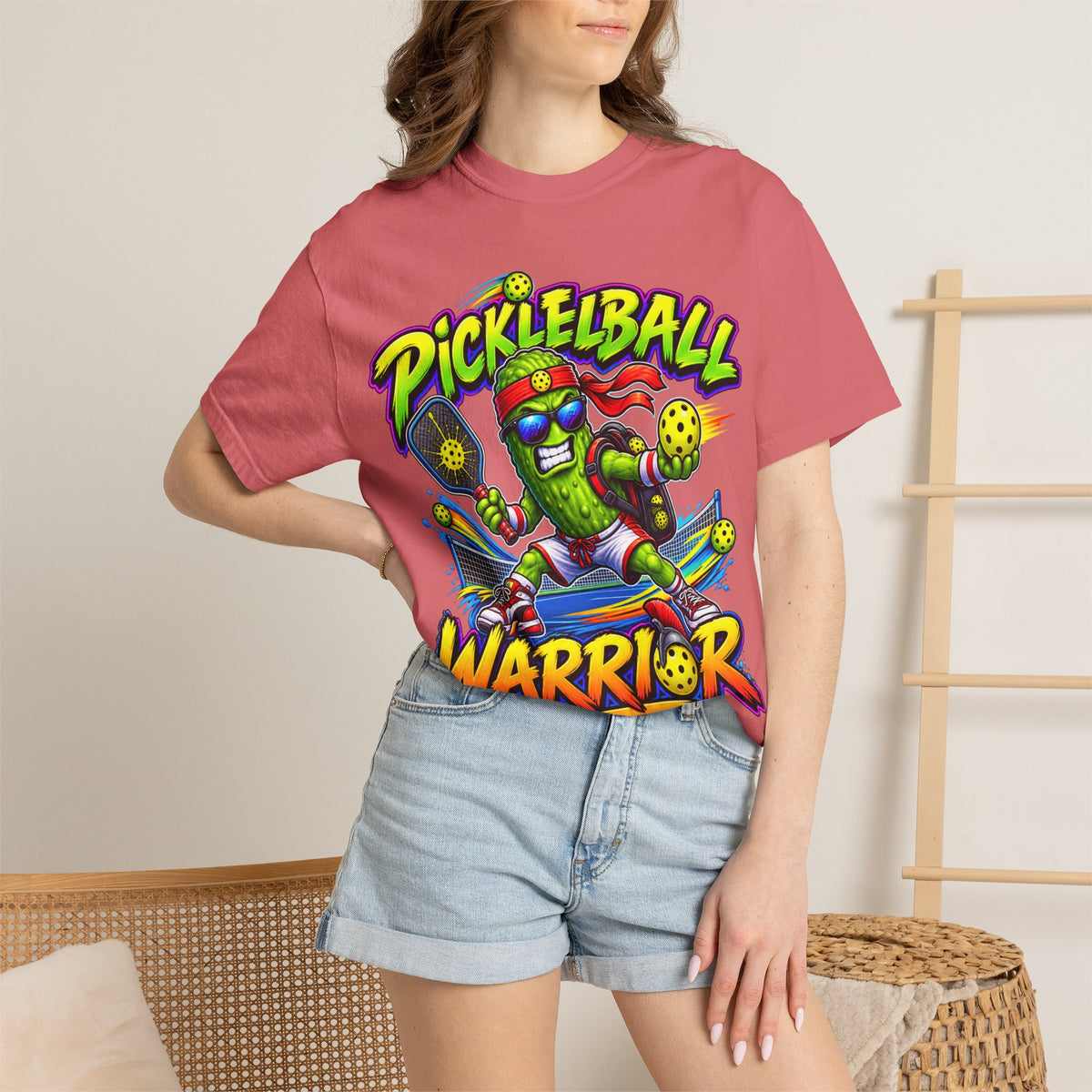 Pickleball Warrior T-Shirt | Cartoon Pickle Player Graphic