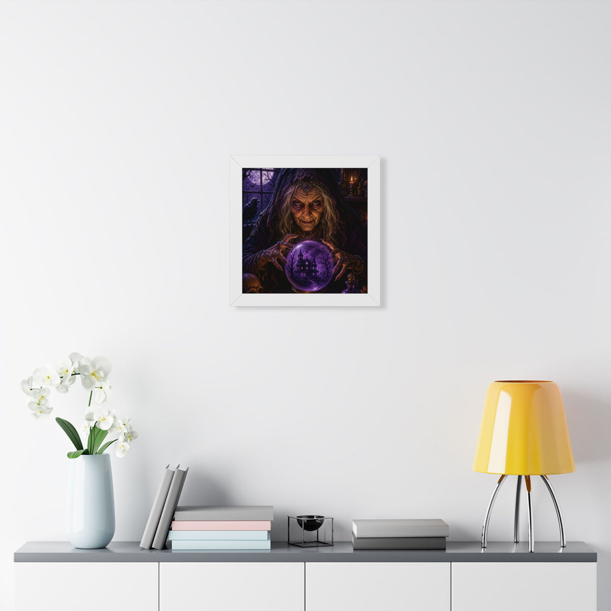 Witch with Crystal Ball Framed Poster | Halloween Wall Art