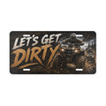 Lets Get Dirty ATV graphic Vanity Plate (Black) | Offroad Mud Rider License Tag
