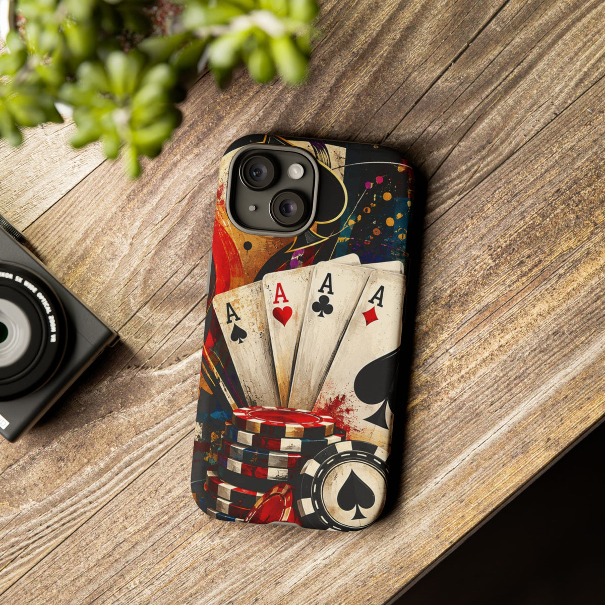 Casino Poker Ace Phone Case — Vintage Playing Cards & Chips Protective Cover