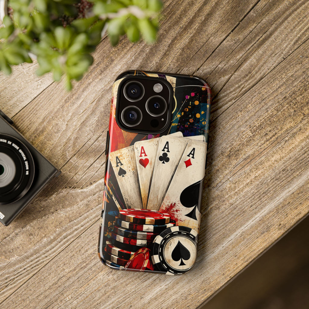 Casino Poker Ace Phone Case — Vintage Playing Cards & Chips Protective Cover