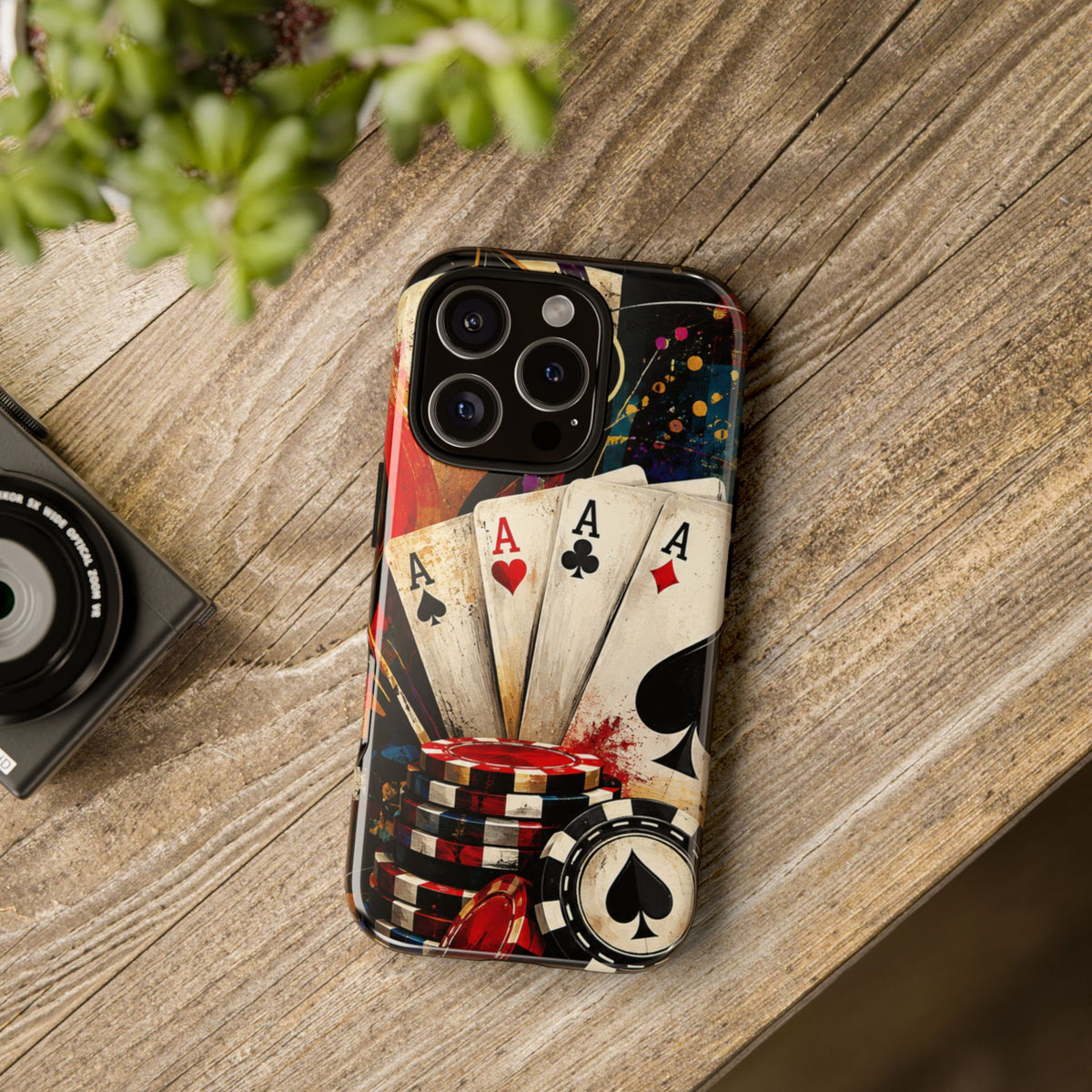 Casino Poker Ace Phone Case — Vintage Playing Cards & Chips Protective Cover
