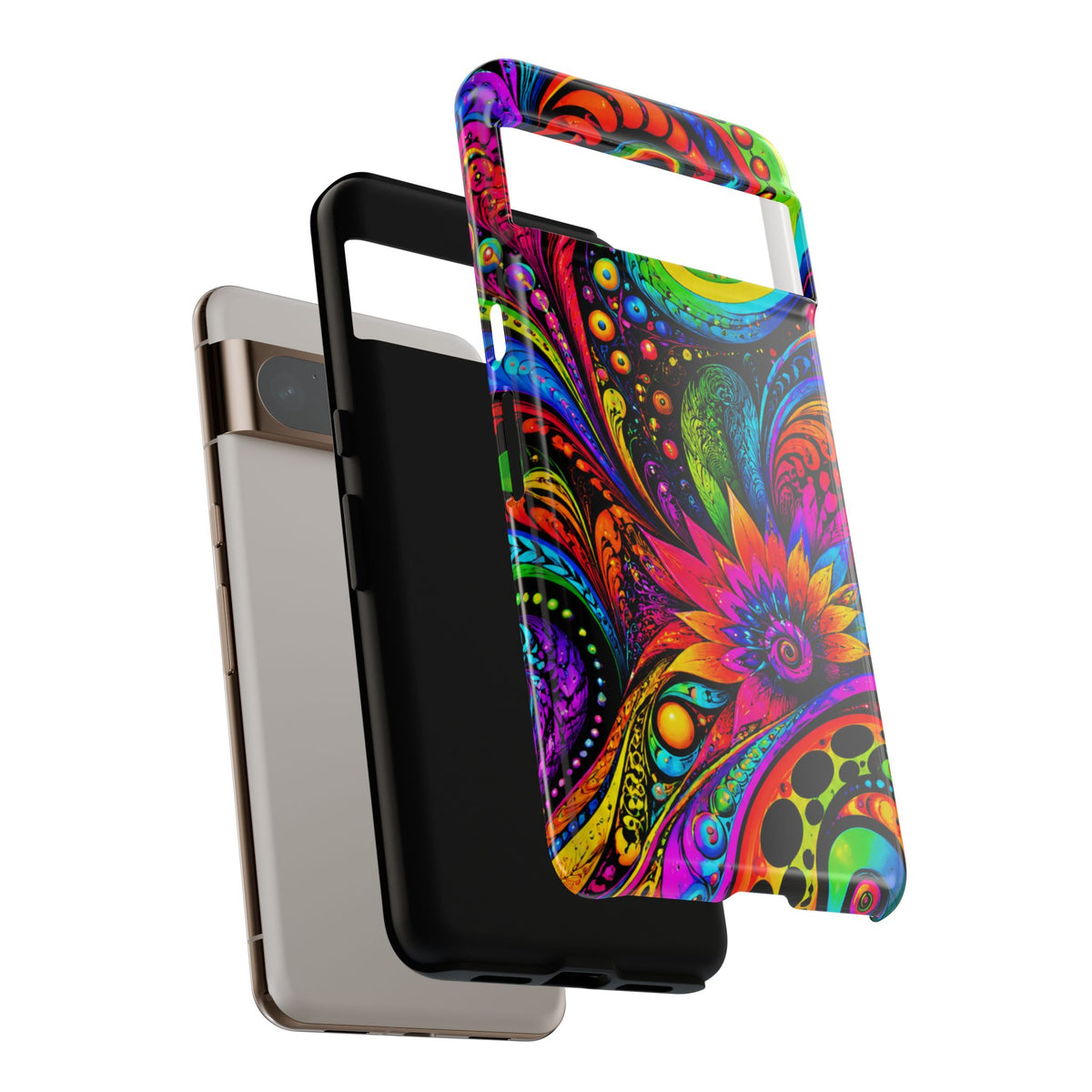 Psychedelic Floral Phone Case — Vibrant Swirl Tough Protective Cover