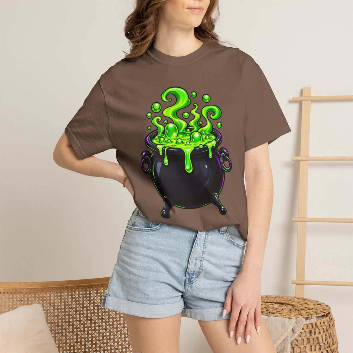 Glowing Witch Cauldron T-shirt | Spooky Halloween Potion Tee