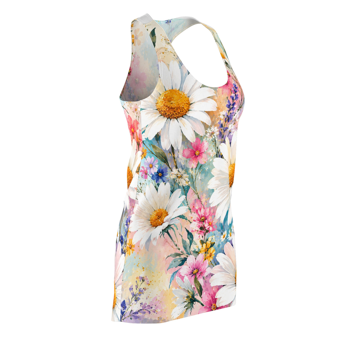 Daisy Watercolor Floral Racerback Dress | All Over Print