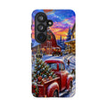 Christmas Farm Phone Case — Vintage Red Truck in Snowy Holiday Scene