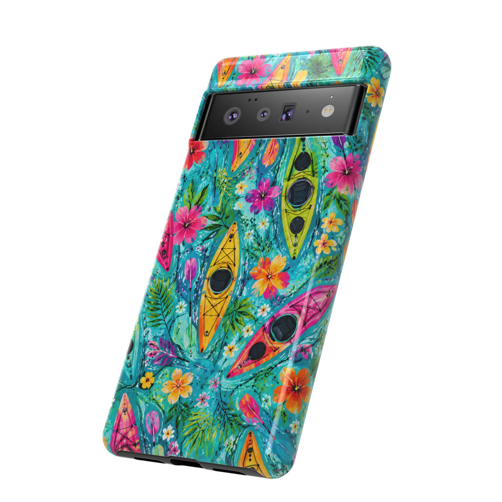 Tropical Kayak Phone Case – Colorful Floral Waterproof Pattern