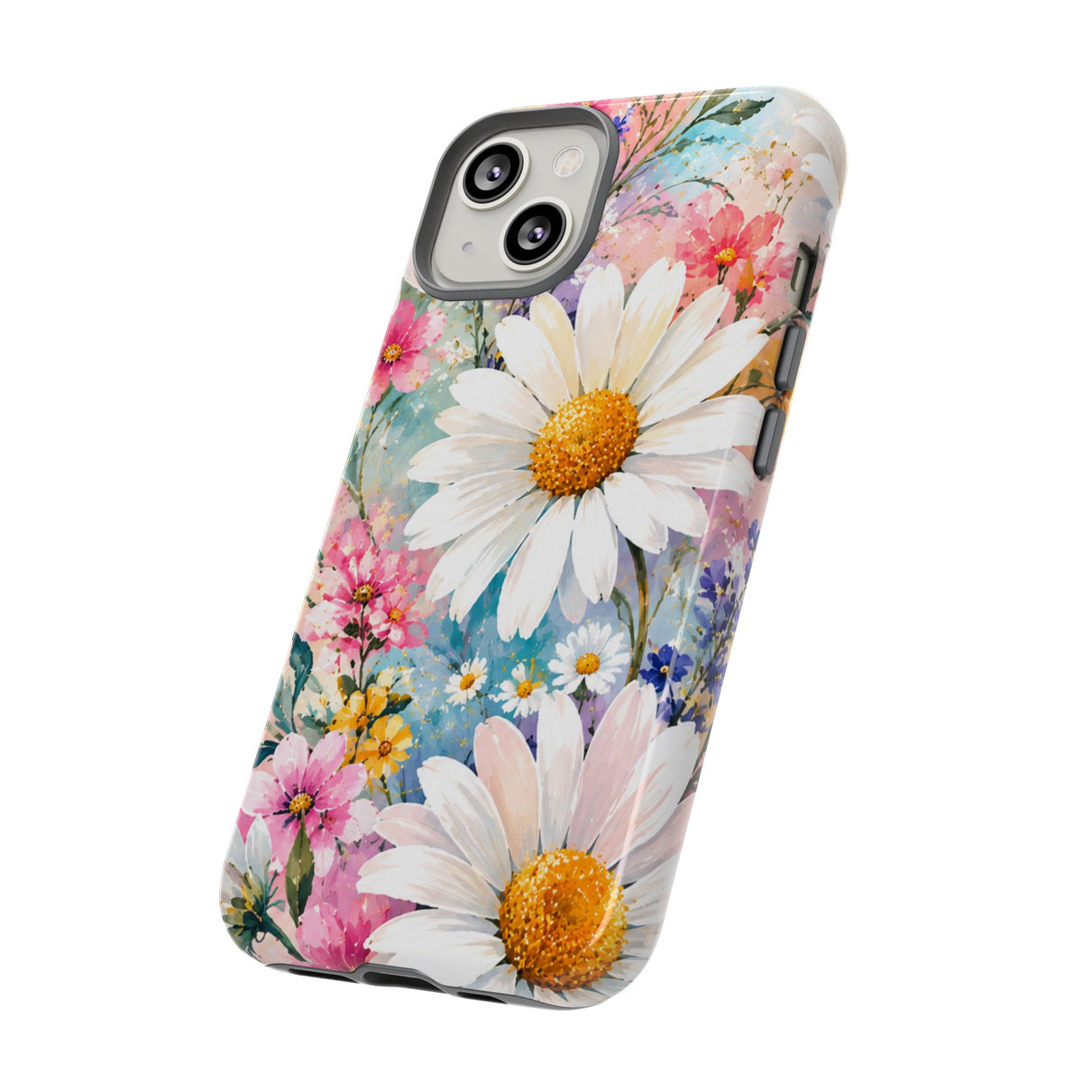 Floral Daisy Phone Case — Watercolor Daisies Protective Tough Case