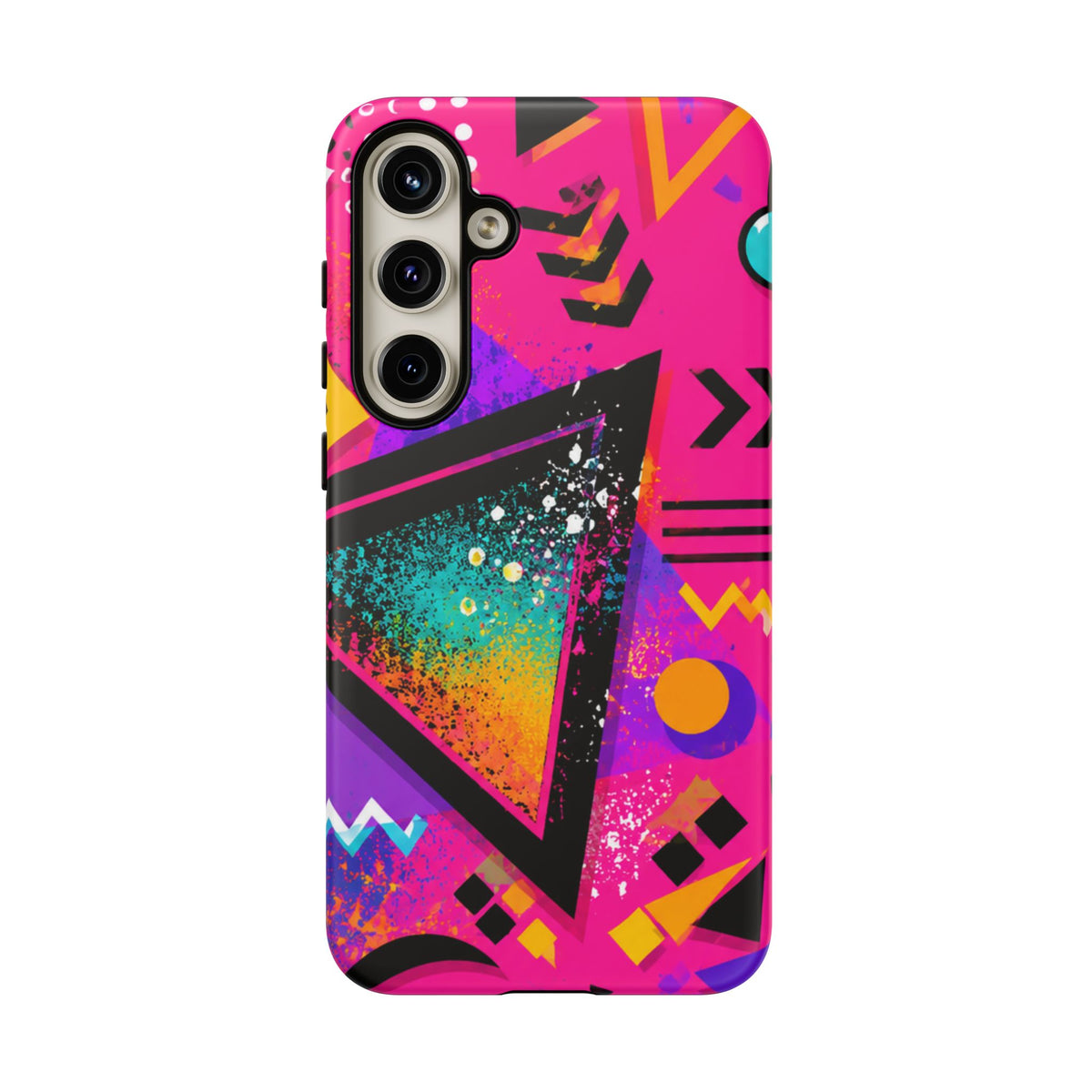 Retro 80s Geometric Phone Case — Neon Triangle Tough Case