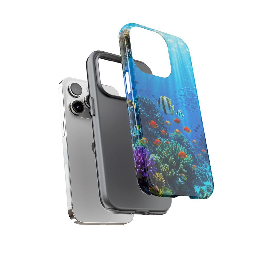 Underwater Ocean Life Tough Phone Case — Coral Reef & Sea Turtle Protective Cover