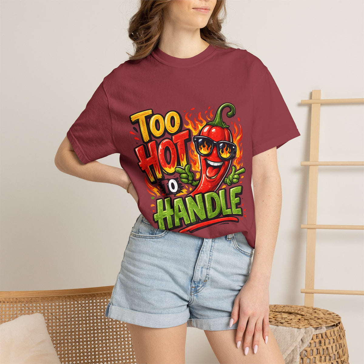 Too Hot to Handle pepper graphic T-shirt | spicy chili design