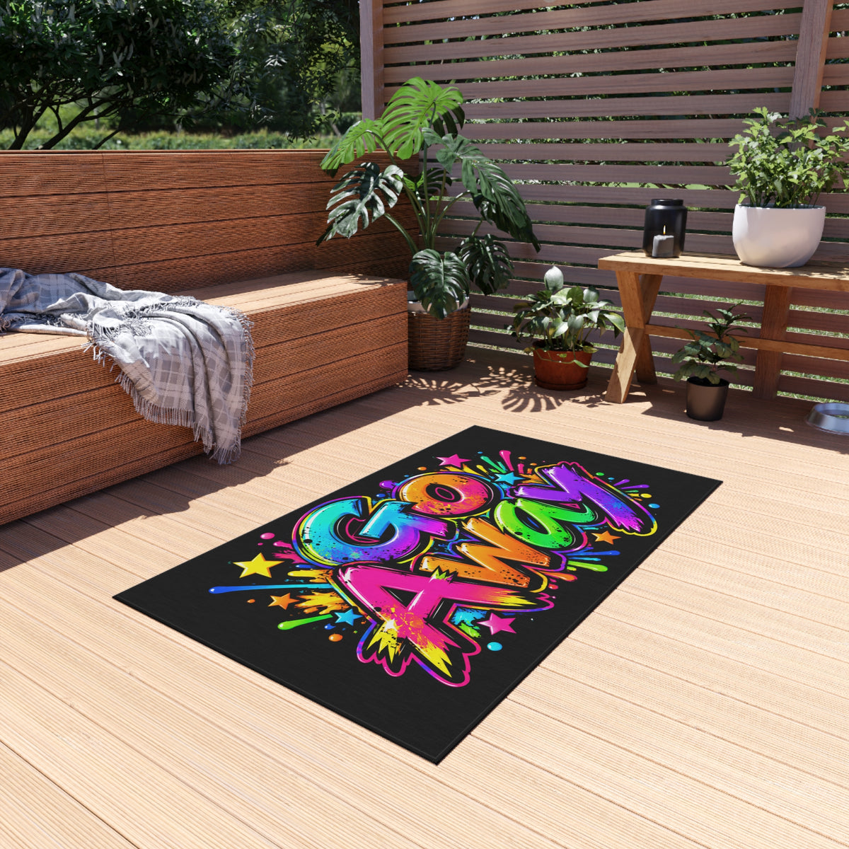 Outdoor Rug — Colorful Graffiti "GO AWAY" Doormat