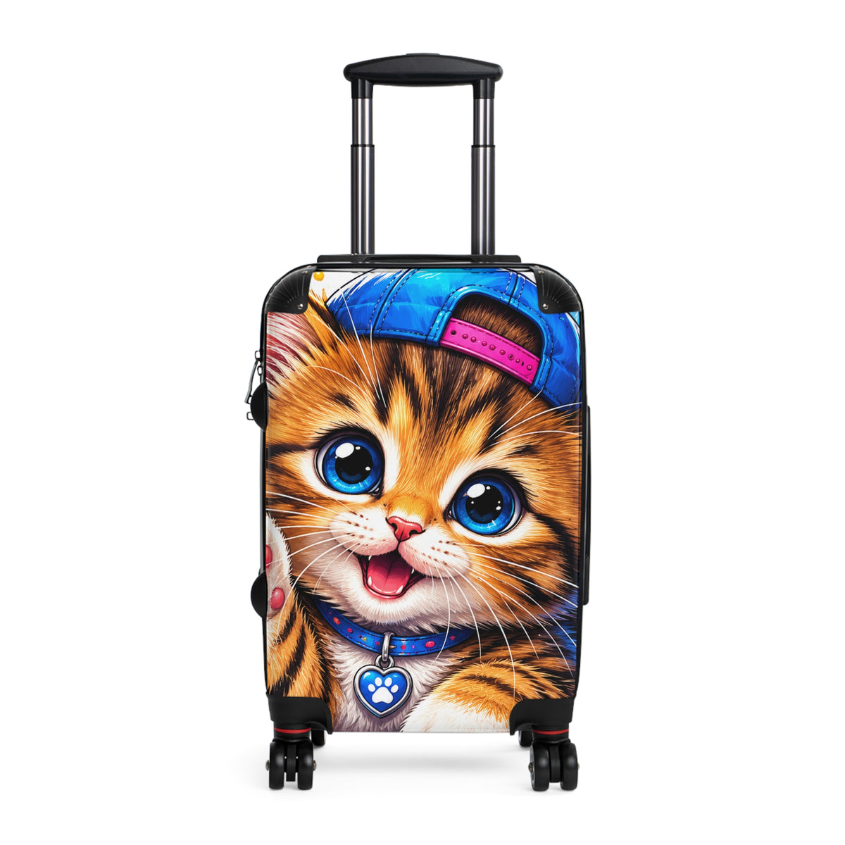 Cute Kitten Carry-On Suitcase – Cartoon Cat Travel Luggage