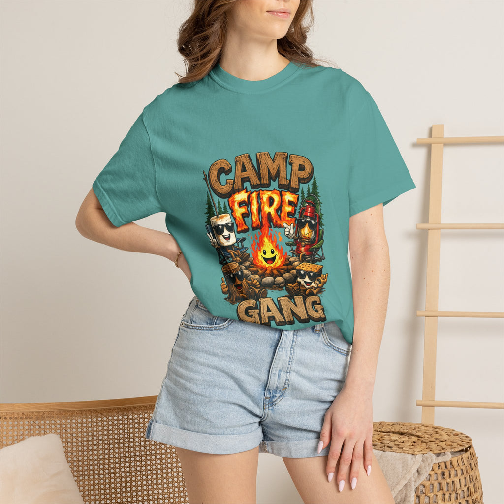 Campfire Gang T-Shirt | Camping Cartoon S'mores Bonfire Design