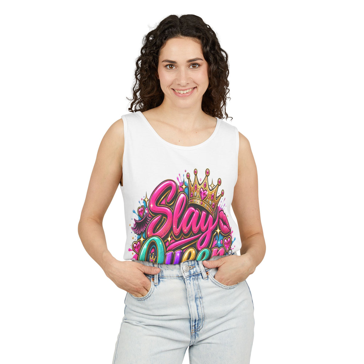 Slay Queen graffiti crown Tank Top | colorful lettering street art