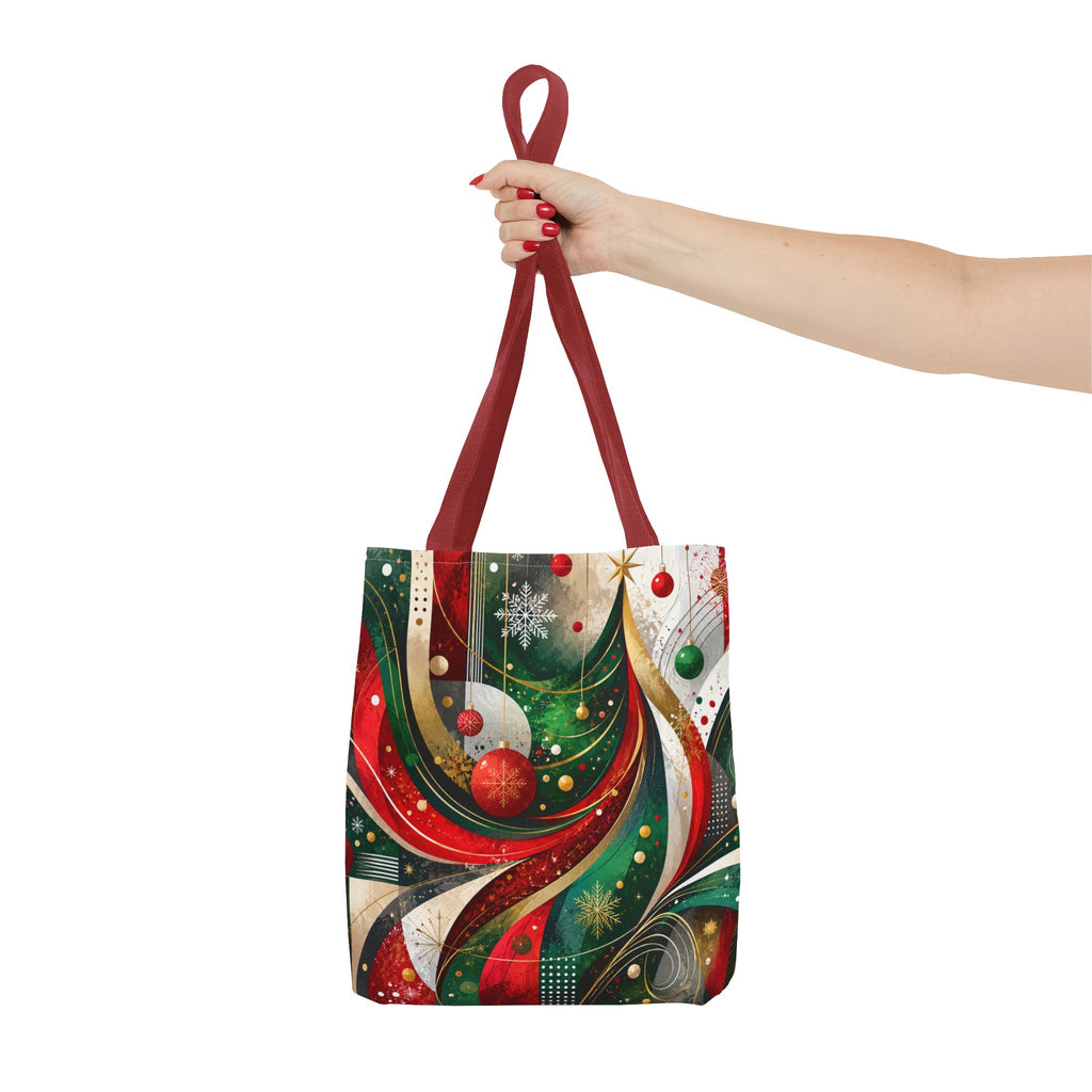 Abstract Retro Christmas Ornaments Tote Bag | Holiday Swirl Pattern