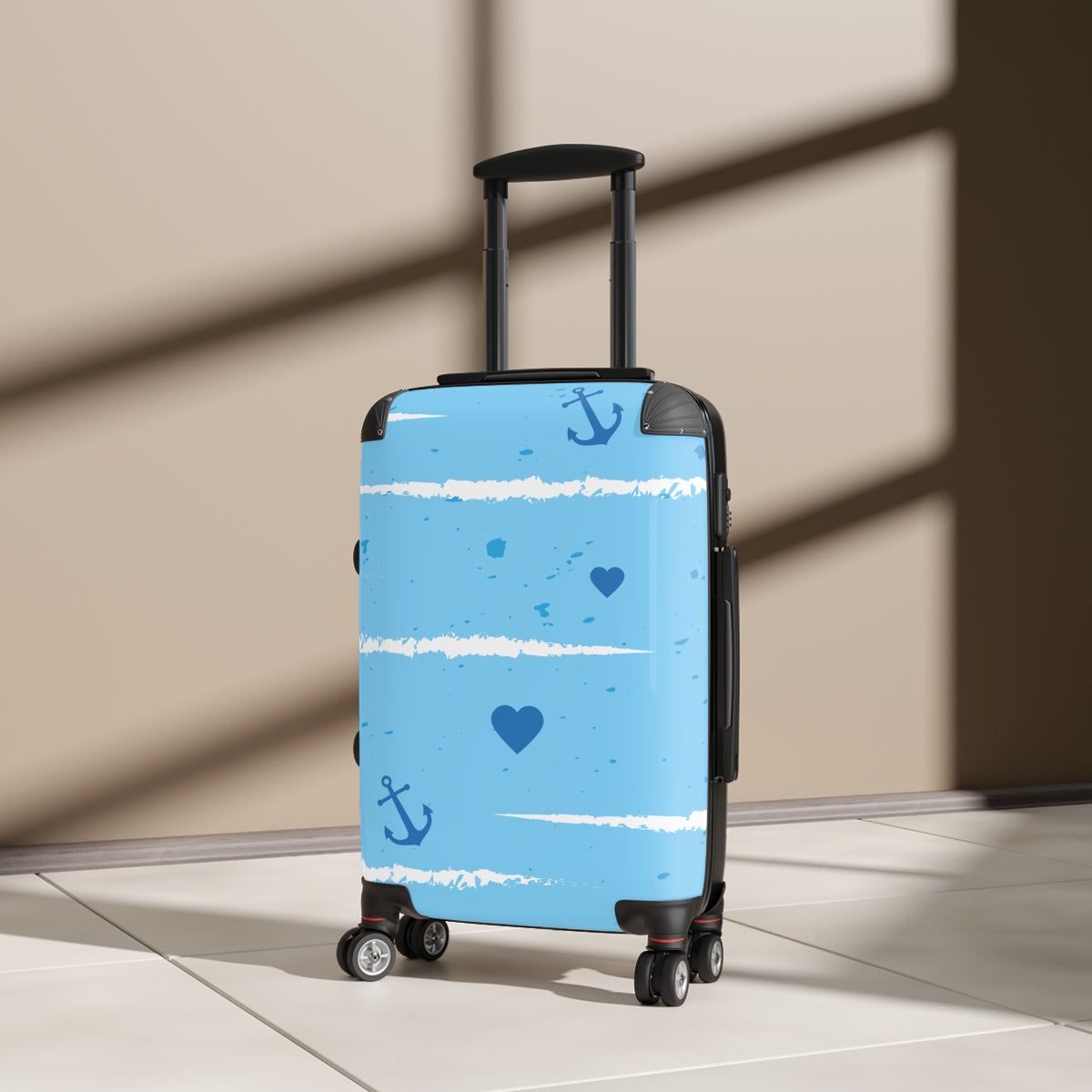 Nautical Heart Carry-On Suitcase — Blue Anchor Travel Luggage