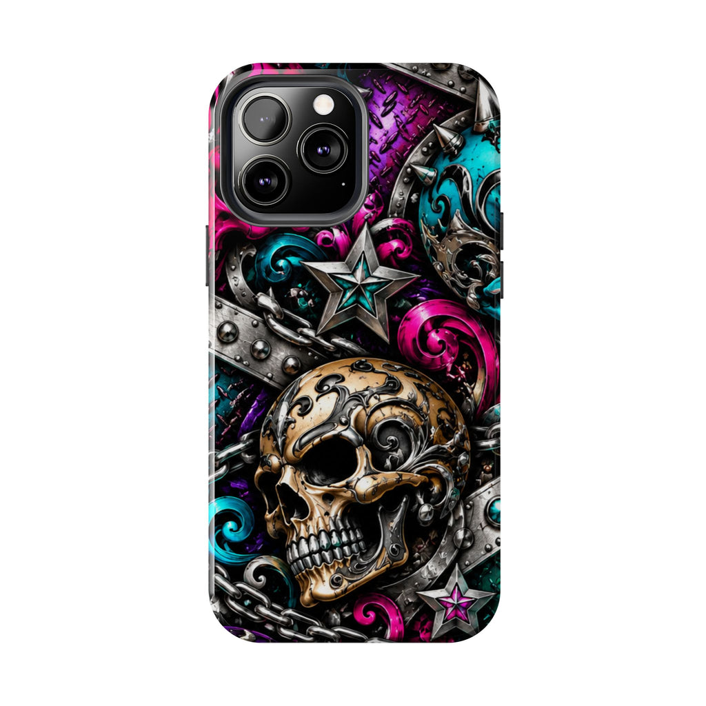 Skull & Stars Tough Phone Case | Colorful Gothic Skull Phone Case