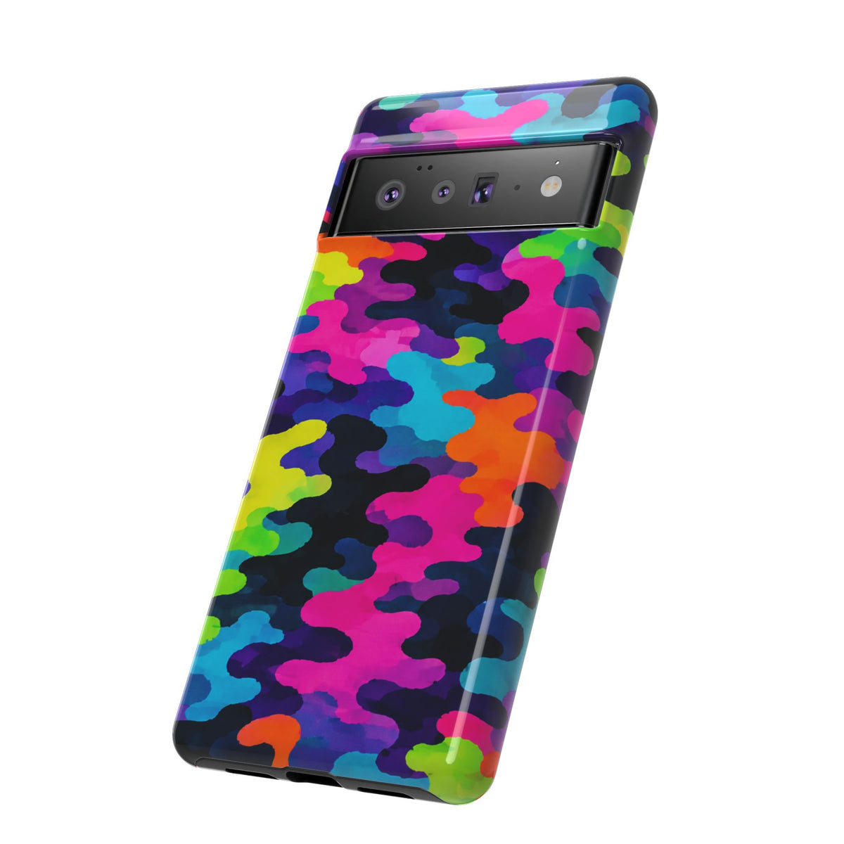 Neon Camo Tough Phone Case — Bright Rainbow Protective iPhone Cover